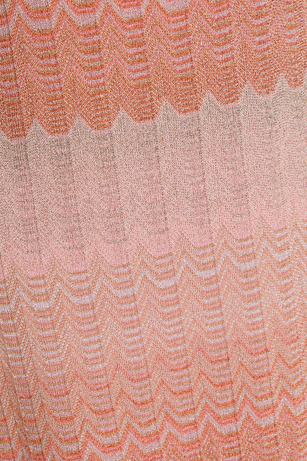 MISSONI فستان طويل بحبكة كروشيه بلون ميتاليك بفتحات