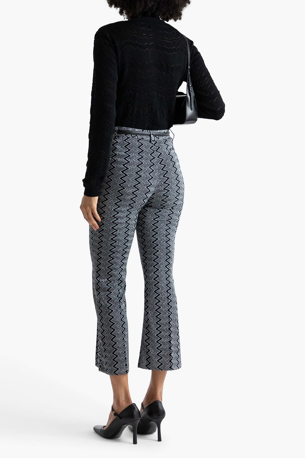MISSONI かぎ針編みニット キックフレアパンツ メタリック