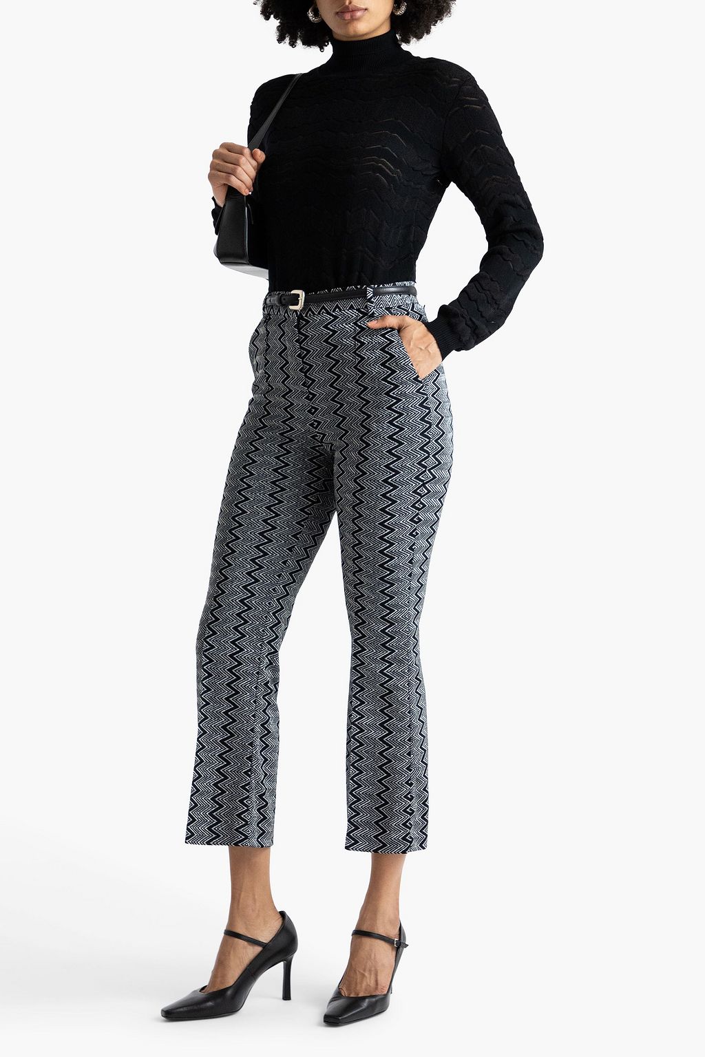 MISSONI かぎ針編みニット キックフレアパンツ メタリック
