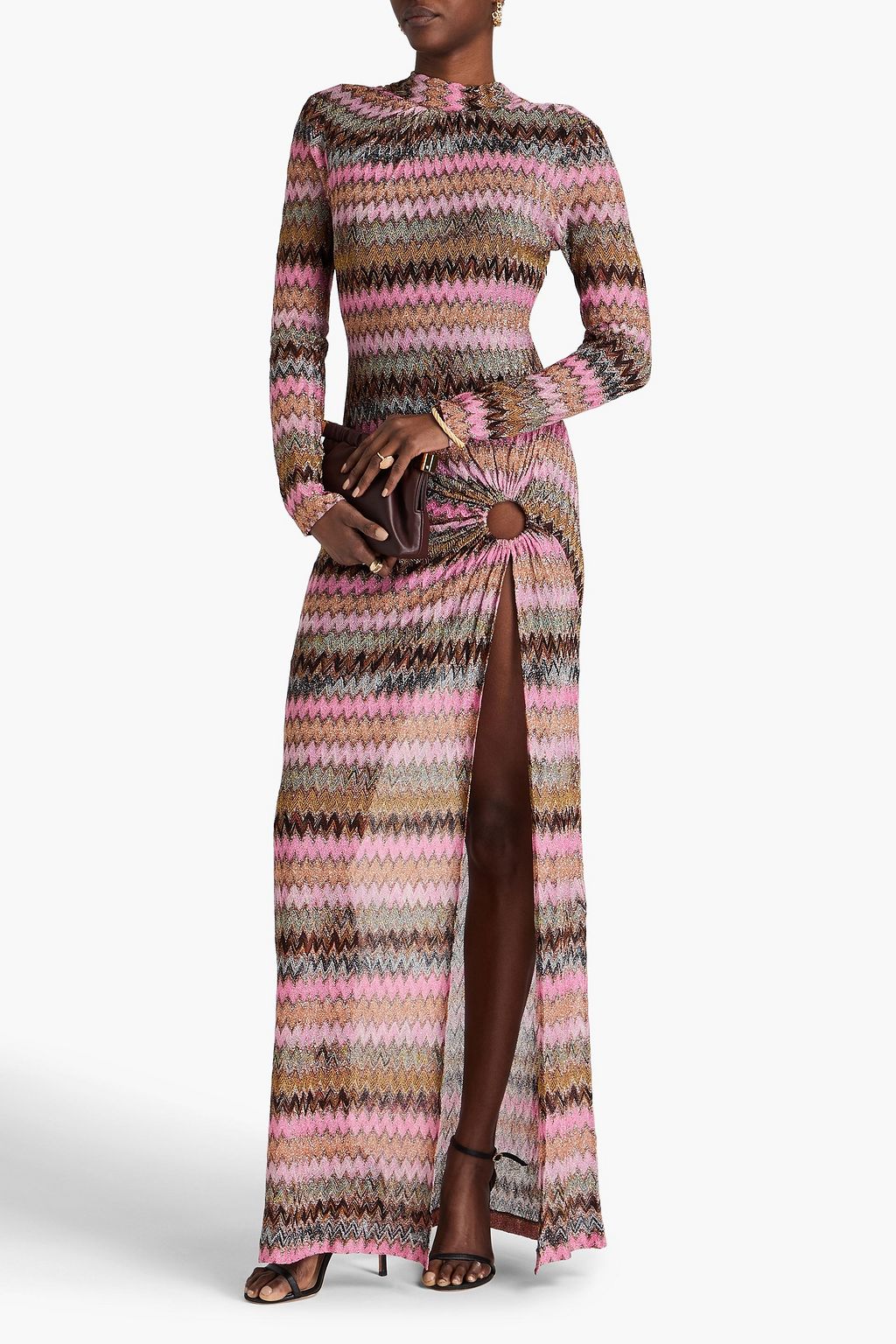 MISSONI فستان طويل بحبكة كروشيه بفتحات