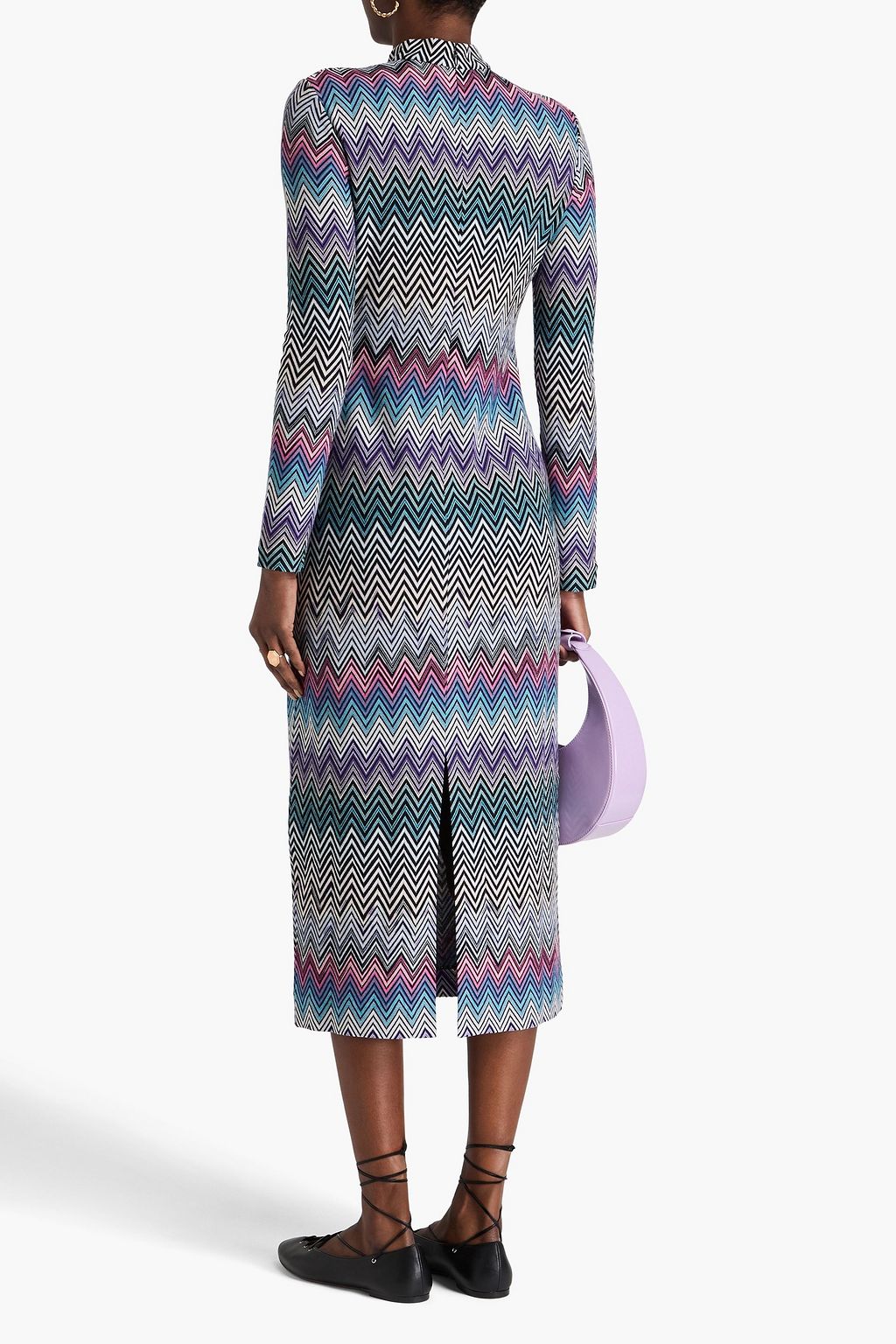 MISSONI فستان متوسط الطول من الصوف بحبكة كروشيه
