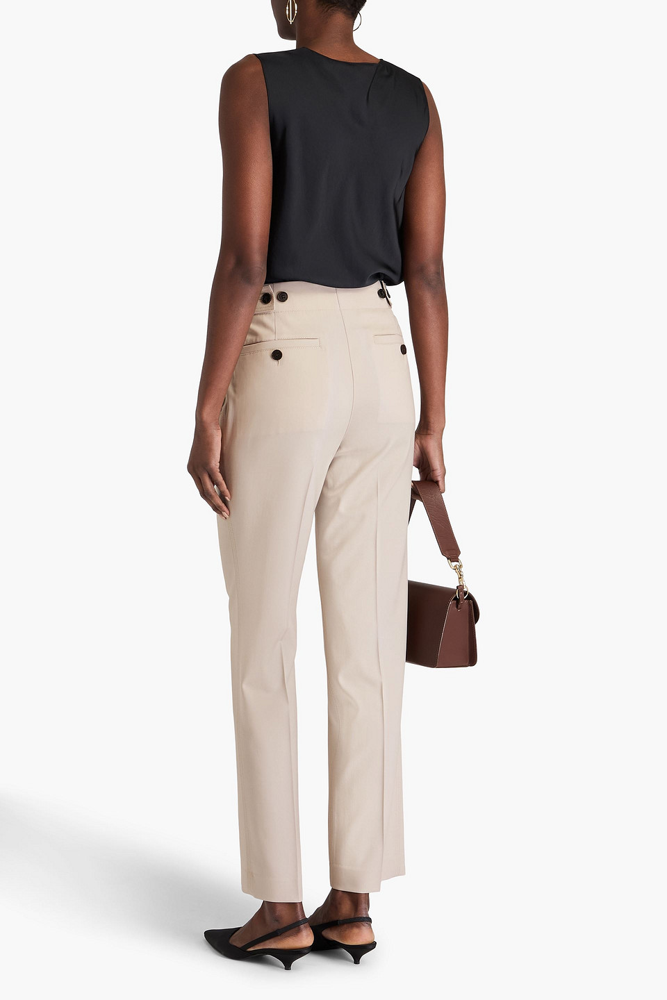 THEORY WOOL-BLEND TWILL STRAIGHT-LEG PANTS