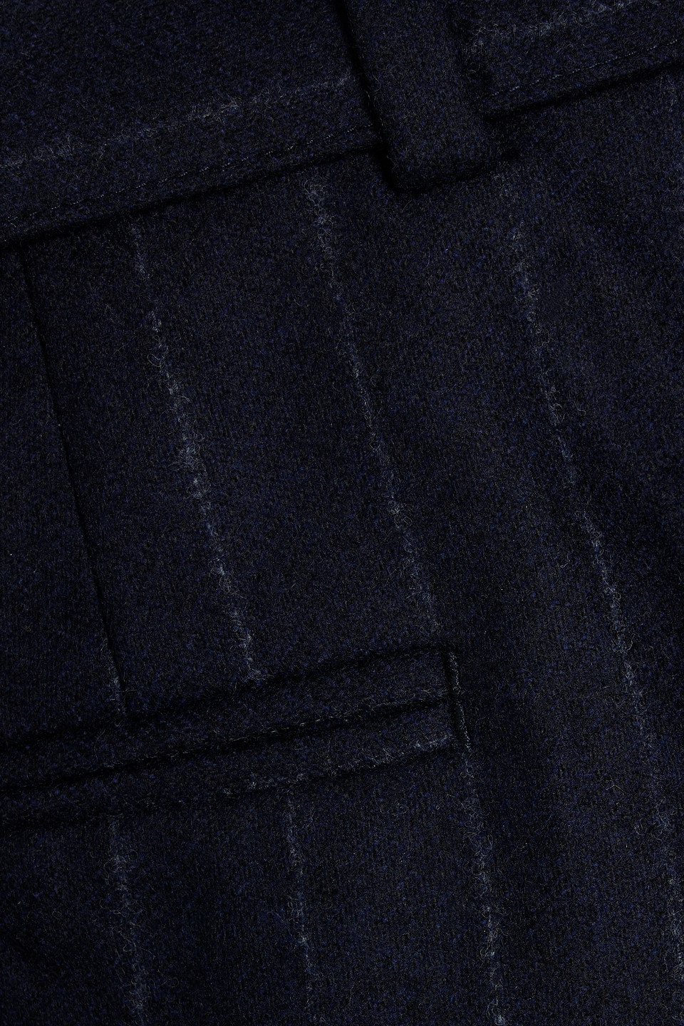 Officine Generale Belted Pinstriped Wool Pants In Blue
