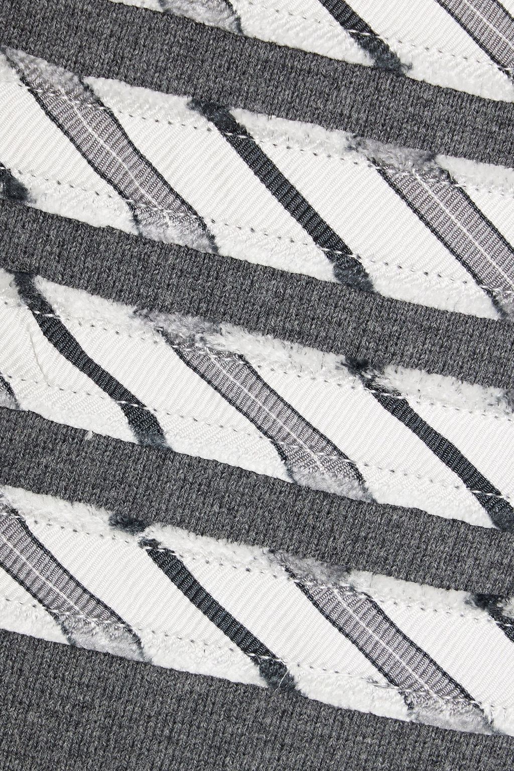 THOM BROWNE Patchwork-effect striped cotton cardigan