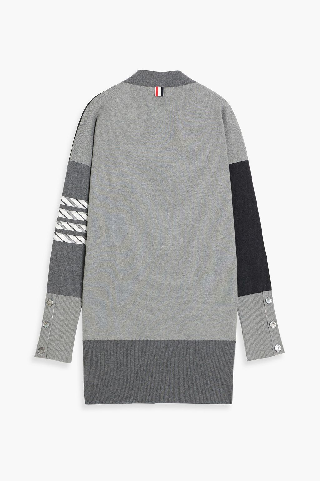 THOM BROWNE Patchwork-effect striped cotton cardigan