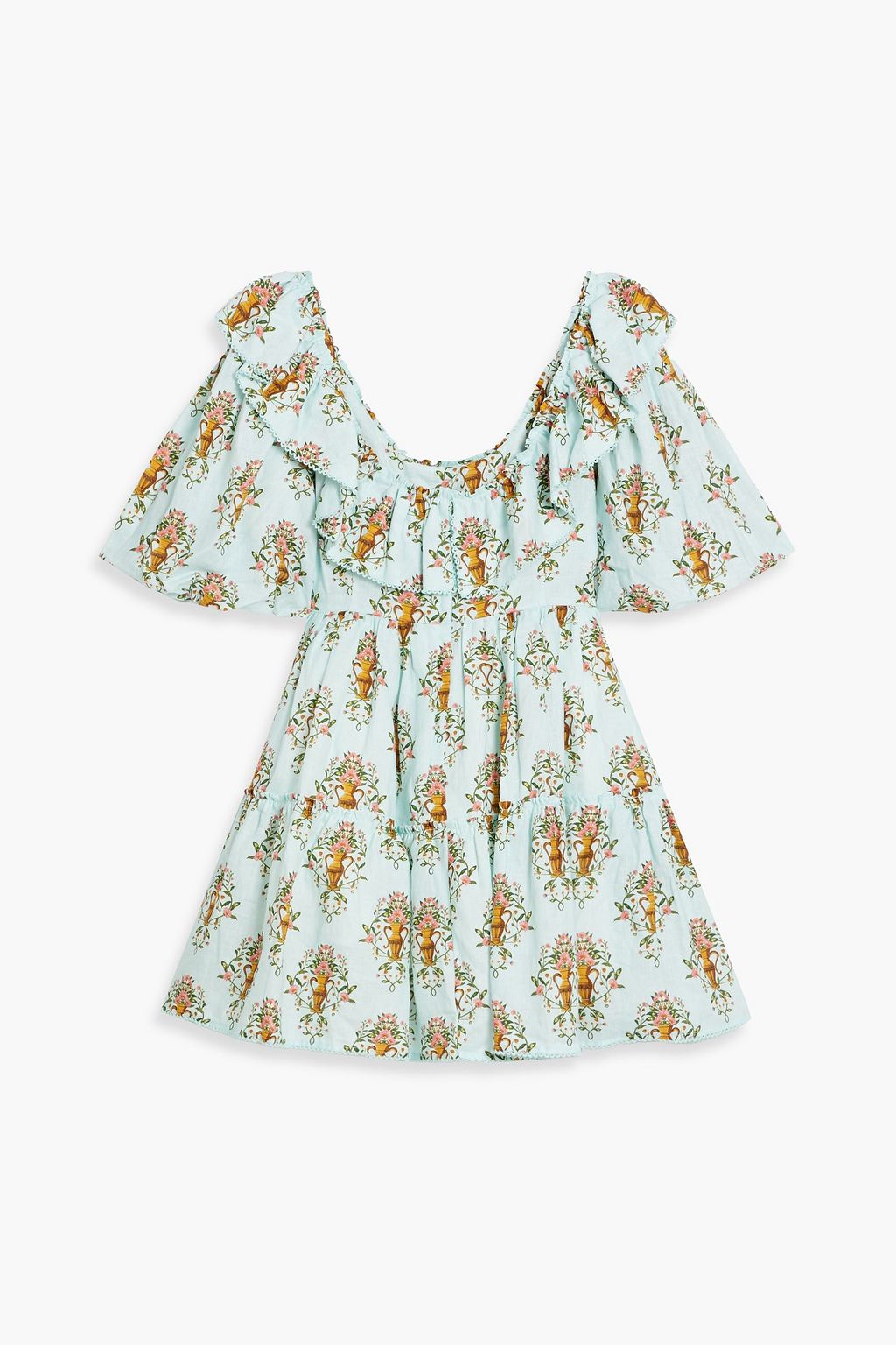 AGUA BY AGUA BENDITA Flor Remedios ruffled printed linen mini dress