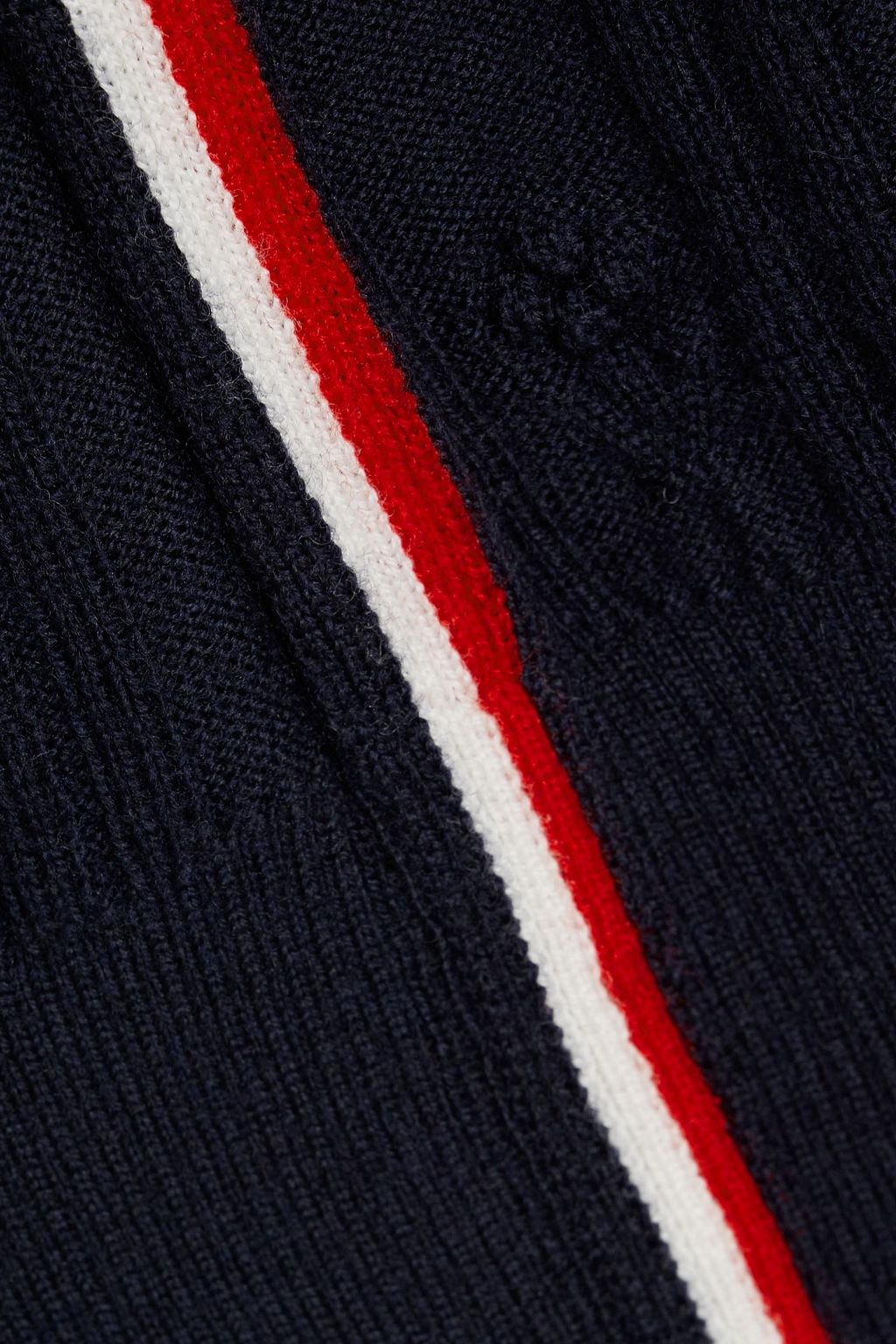 THOM BROWNE Striped embroidered wool cardigan