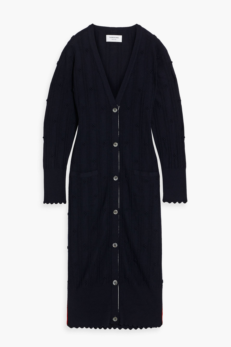 Thom Browne Striped Embroidered Wool Cardigan In Blue