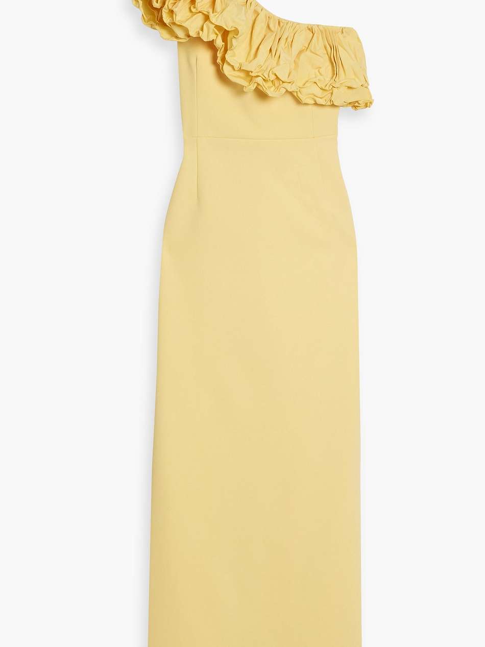 chloe one-shoulder ruffled crepe gown