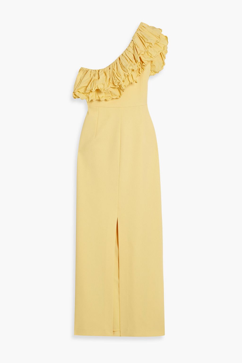 REBECCA VALLANCE Chloe one-shoulder ruffled crepe gown