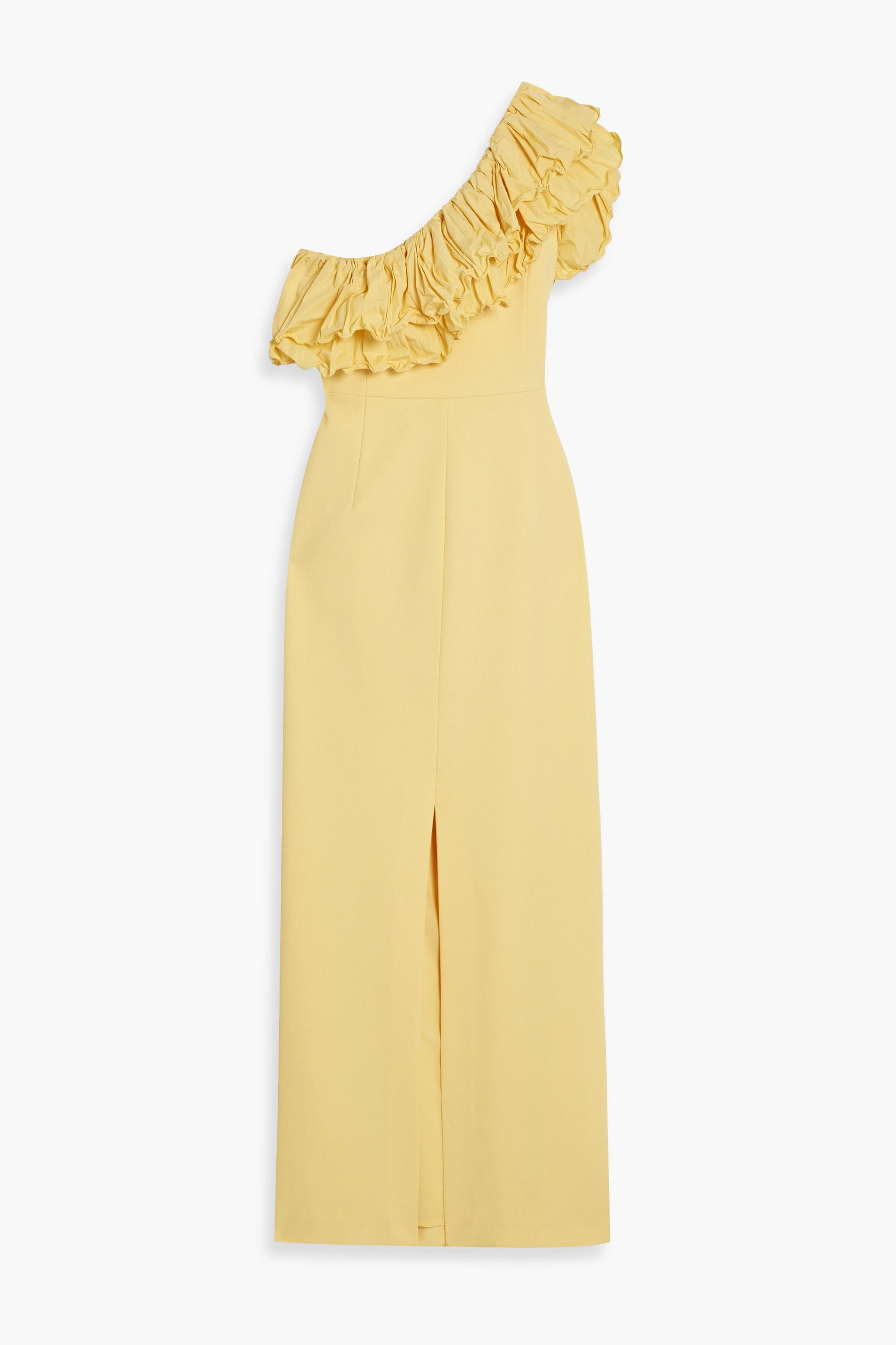 Rebecca Vallance Chloe one-shoulder ruffled crepe gown