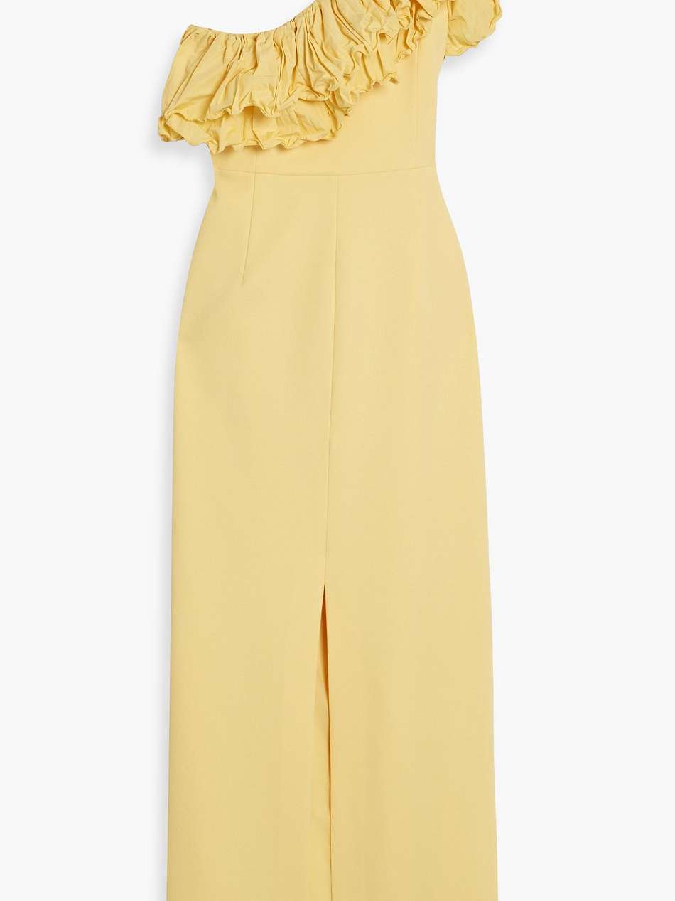 chloe one-shoulder ruffled crepe gown