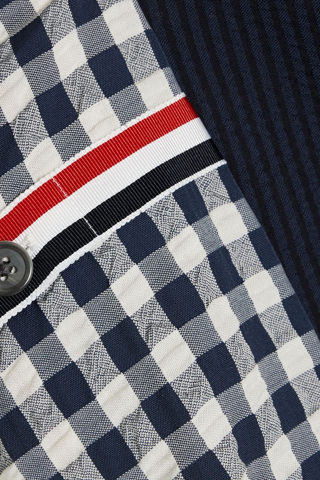 THOM BROWNE Patchwork checked wool and seersucker blazer