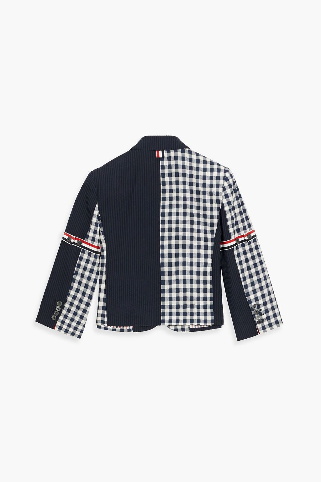 THOM BROWNE Patchwork checked wool and seersucker blazer