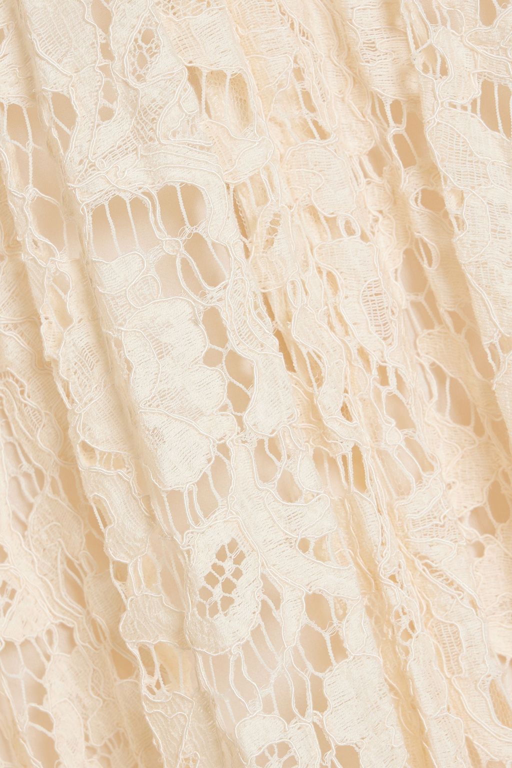 VALENTINO GARAVANI Pleated crepe and corded lace midi dress