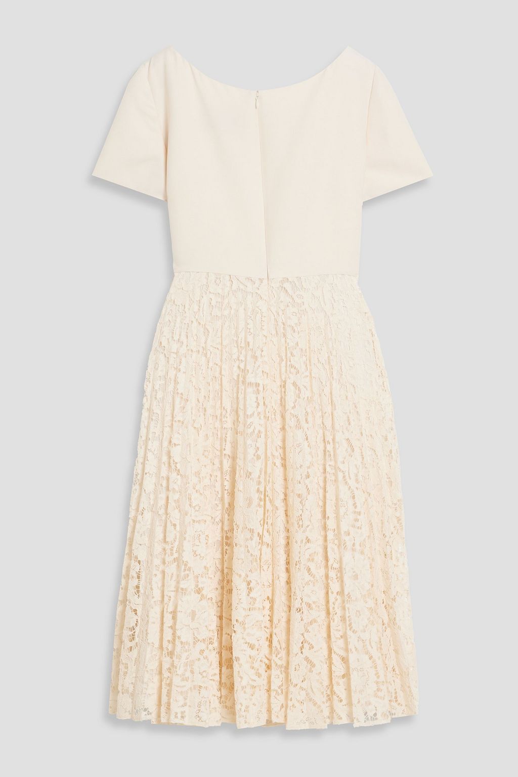VALENTINO GARAVANI Pleated crepe and corded lace midi dress