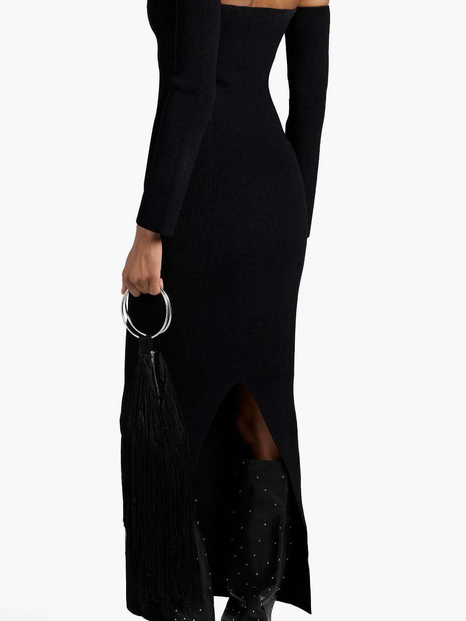 sutton cold-shoulder stretch-knit halterneck maxi dress