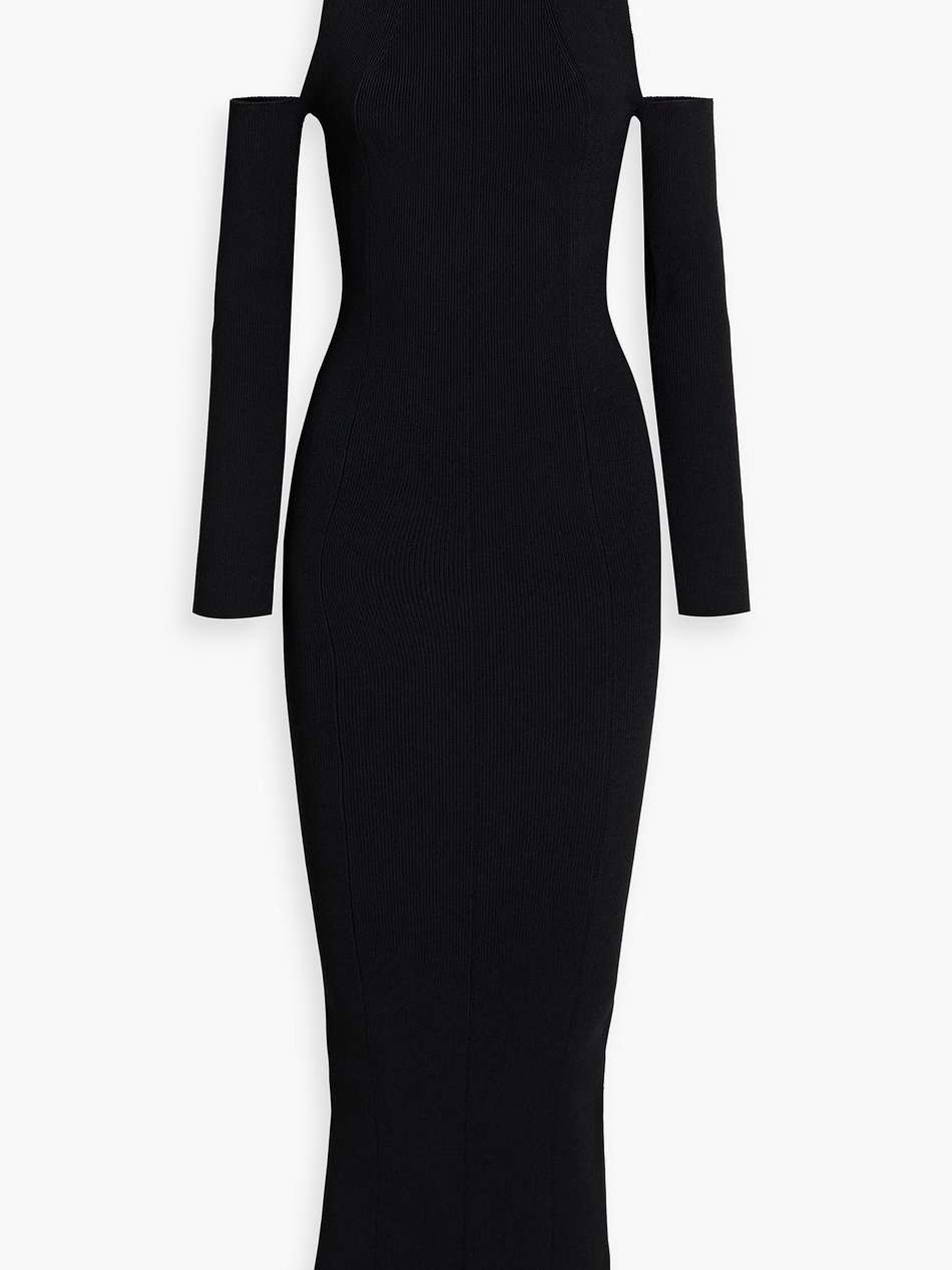 sutton cold-shoulder stretch-knit halterneck maxi dress