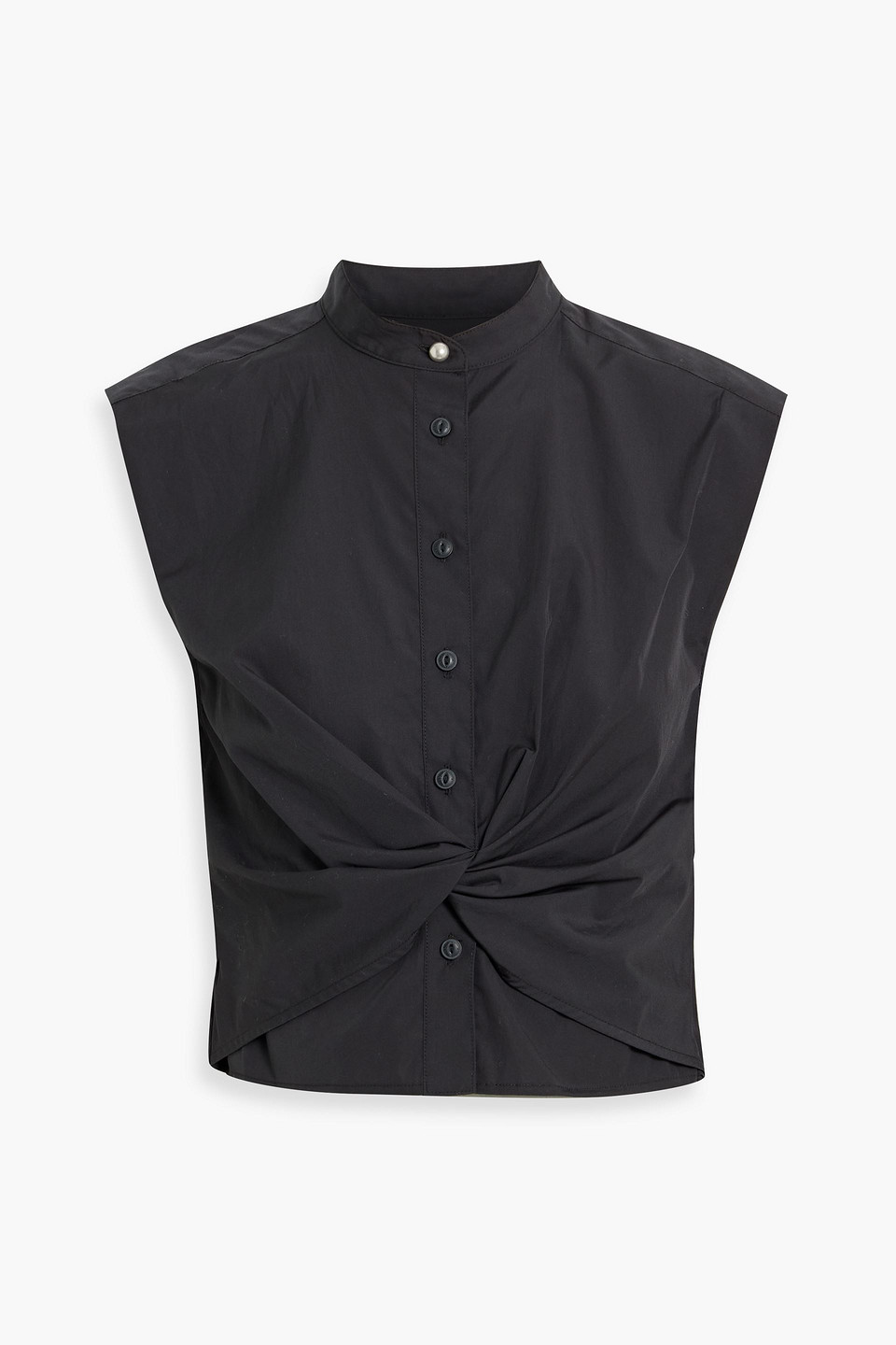 Rag & Bone Louisa Twisted Cotton-poplin Top In Black