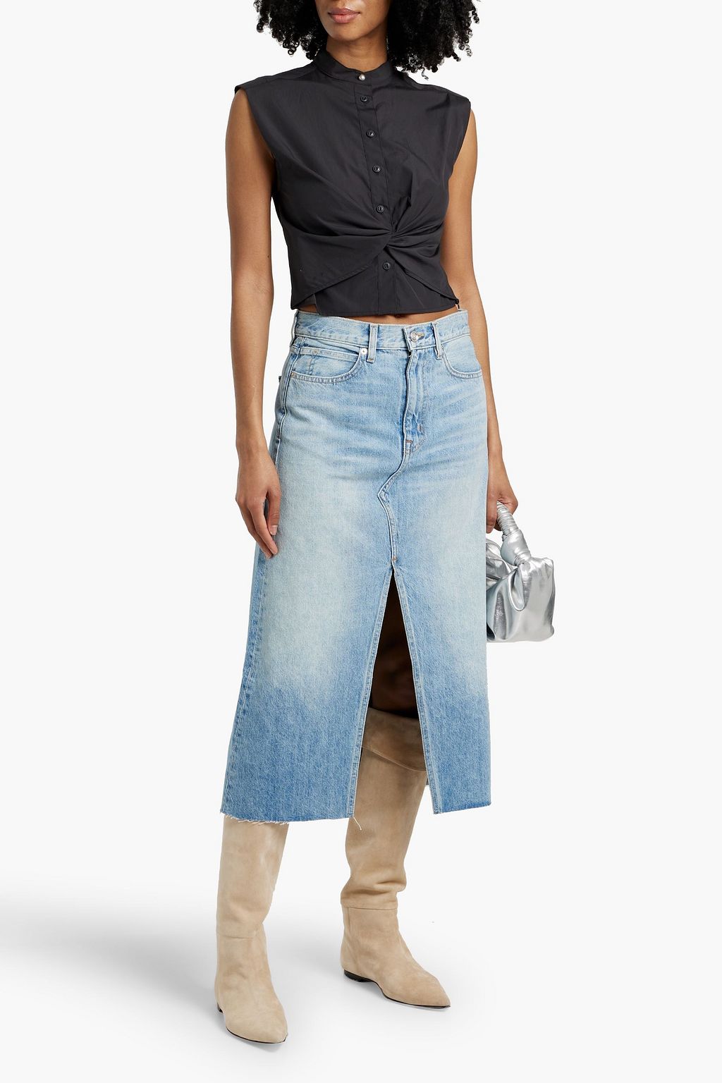 RAG & BONE Louisa twisted cotton-poplin top