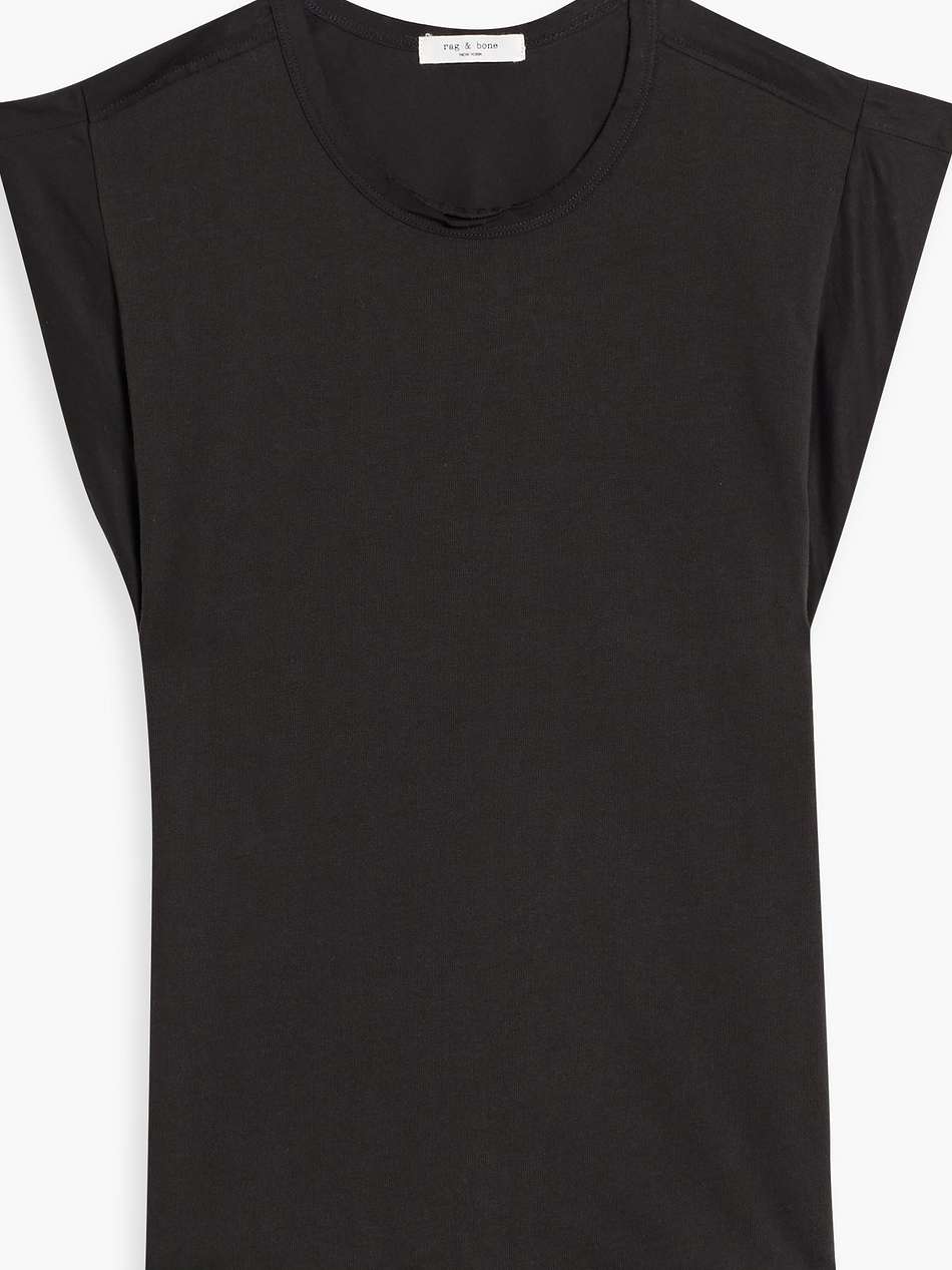 poplin-trimmed cotton-jersey top
