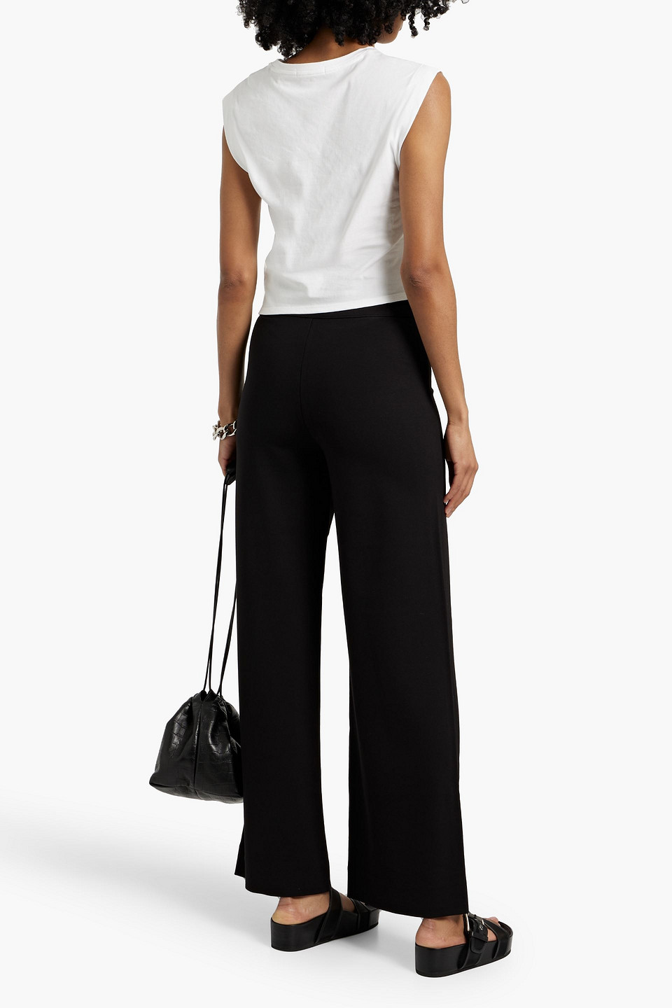Rag & Bone Irina Stretch-ponte Wide-leg Pants In Black