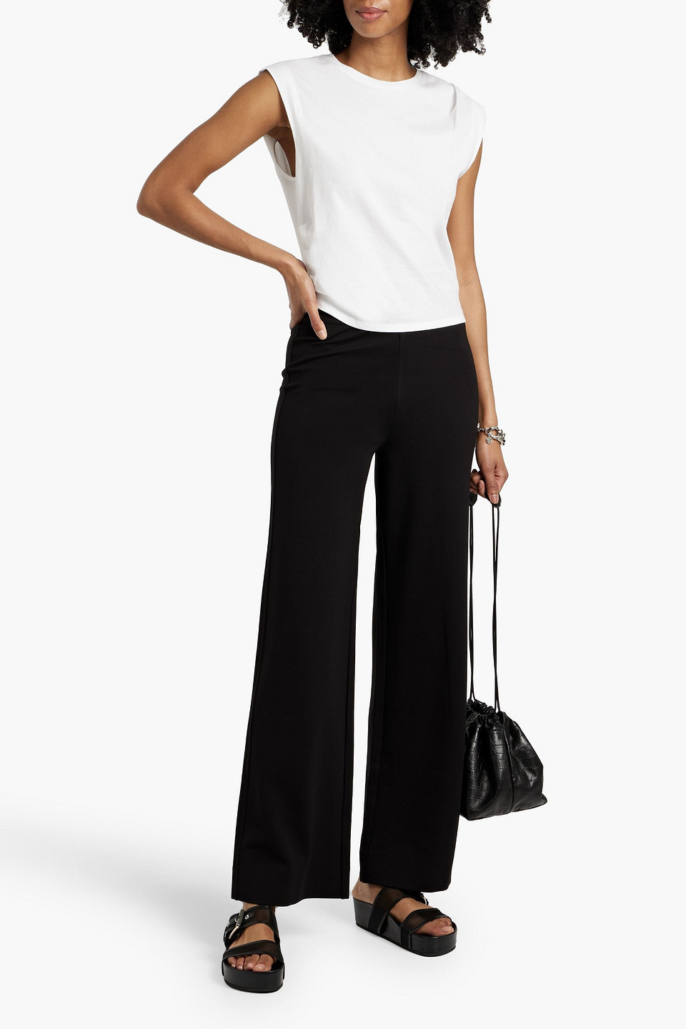 Rag & Bone Irina Stretch-ponte Wide-leg Pants In Black