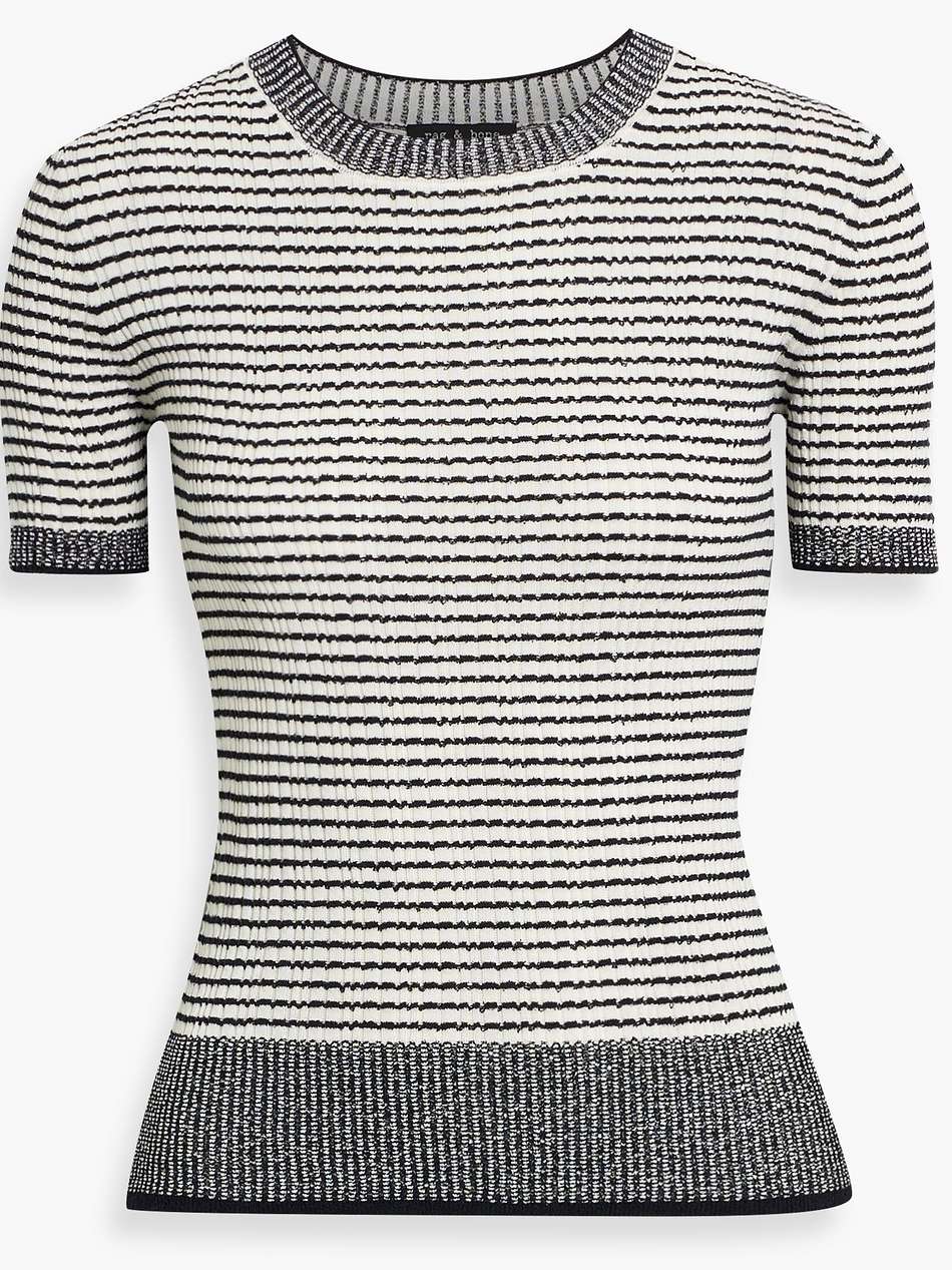 kilee striped ribbed cotton-blend top