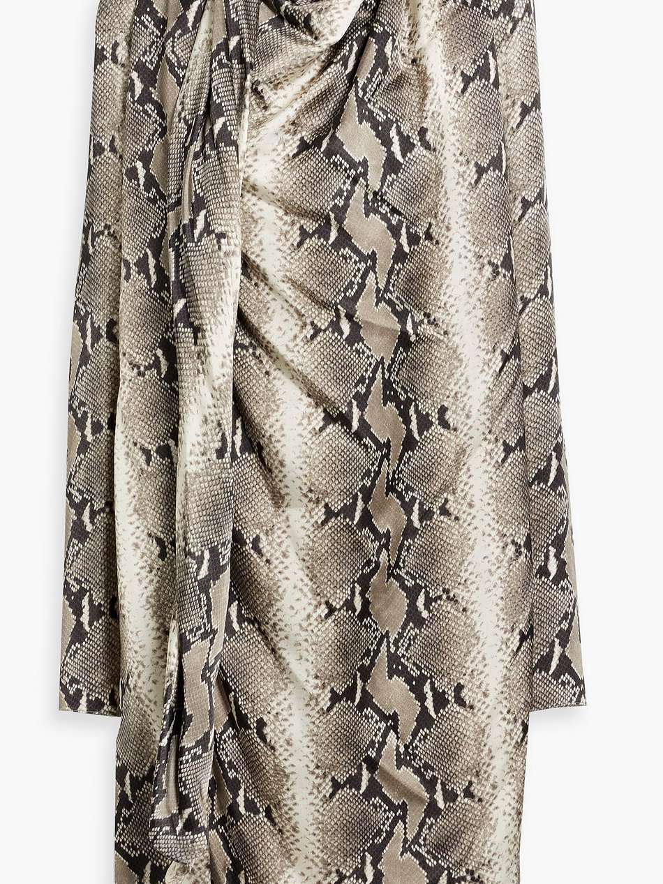 shaz draped snake-print cupro-satin dress