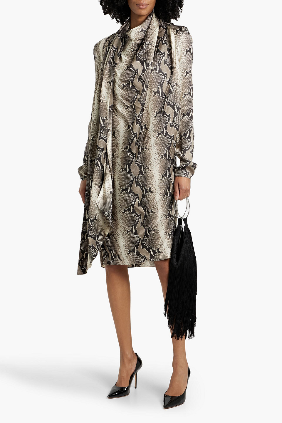 Khaite Shaz Drapiertes Kleid Aus Cupro-satin Mit Schlangenprint In Animal-print