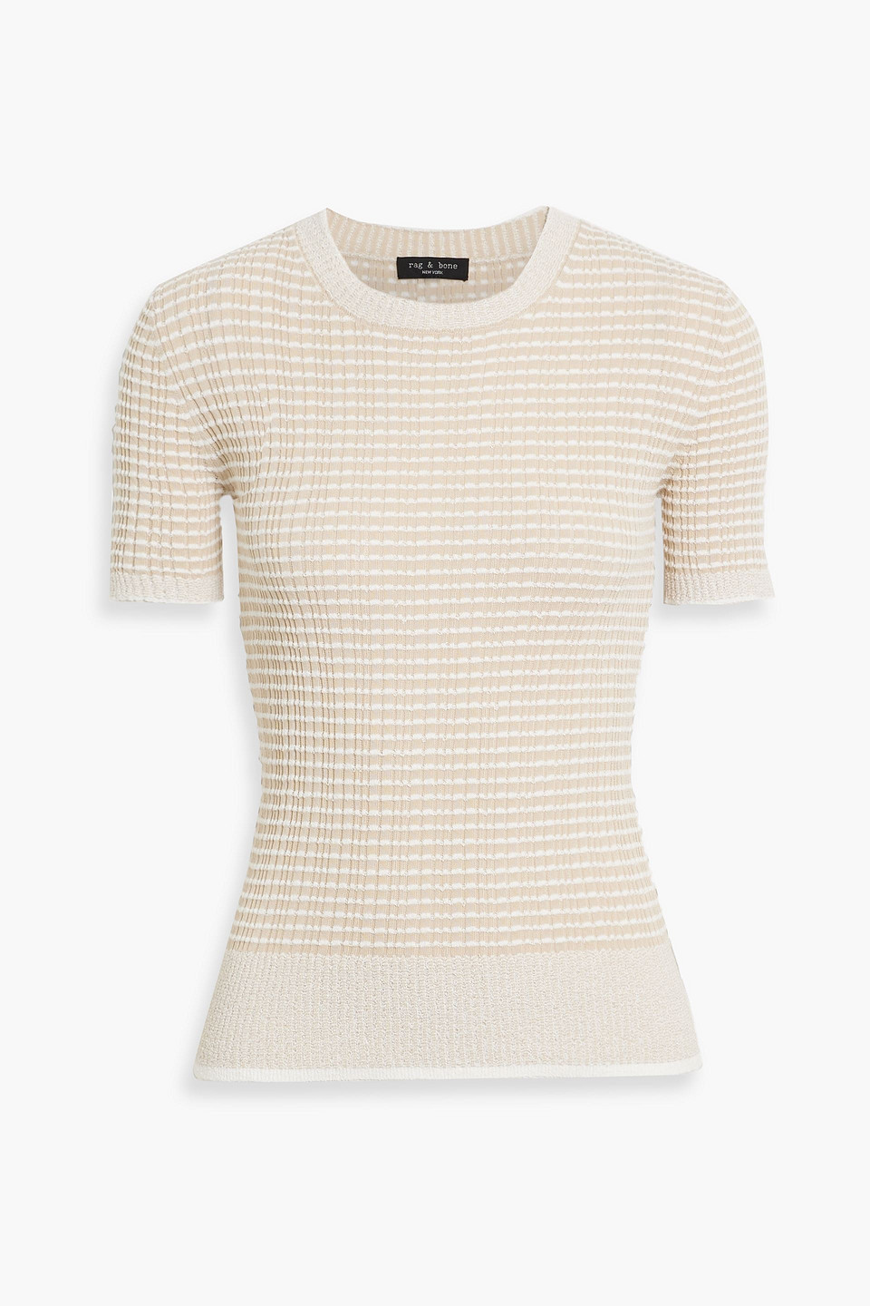 Rag & Bone Kilee Striped Ribbed Cotton-blend Top In Beige
