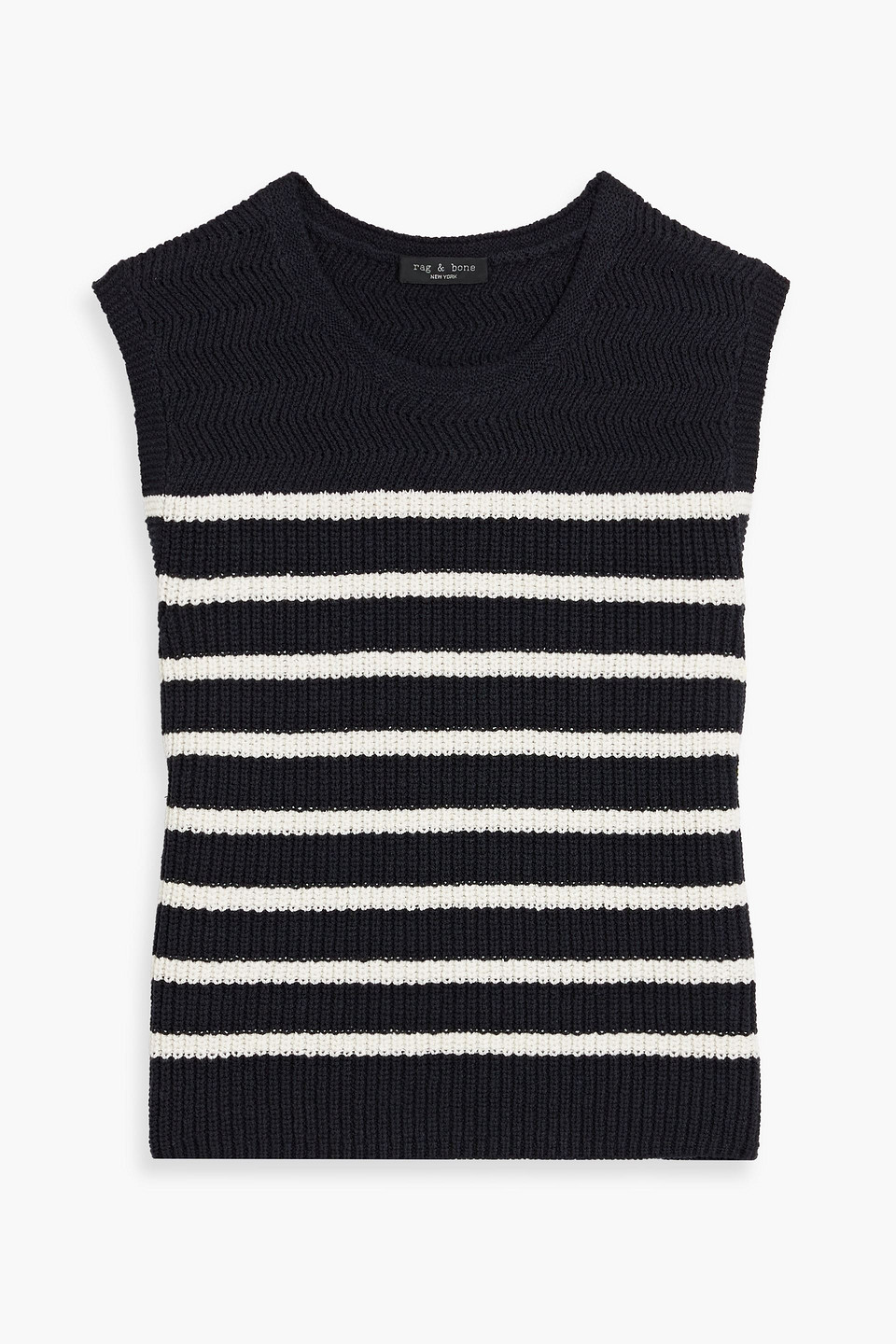 Rag & Bone Jen Striped Ribbed Cotton-blend Vest In Black