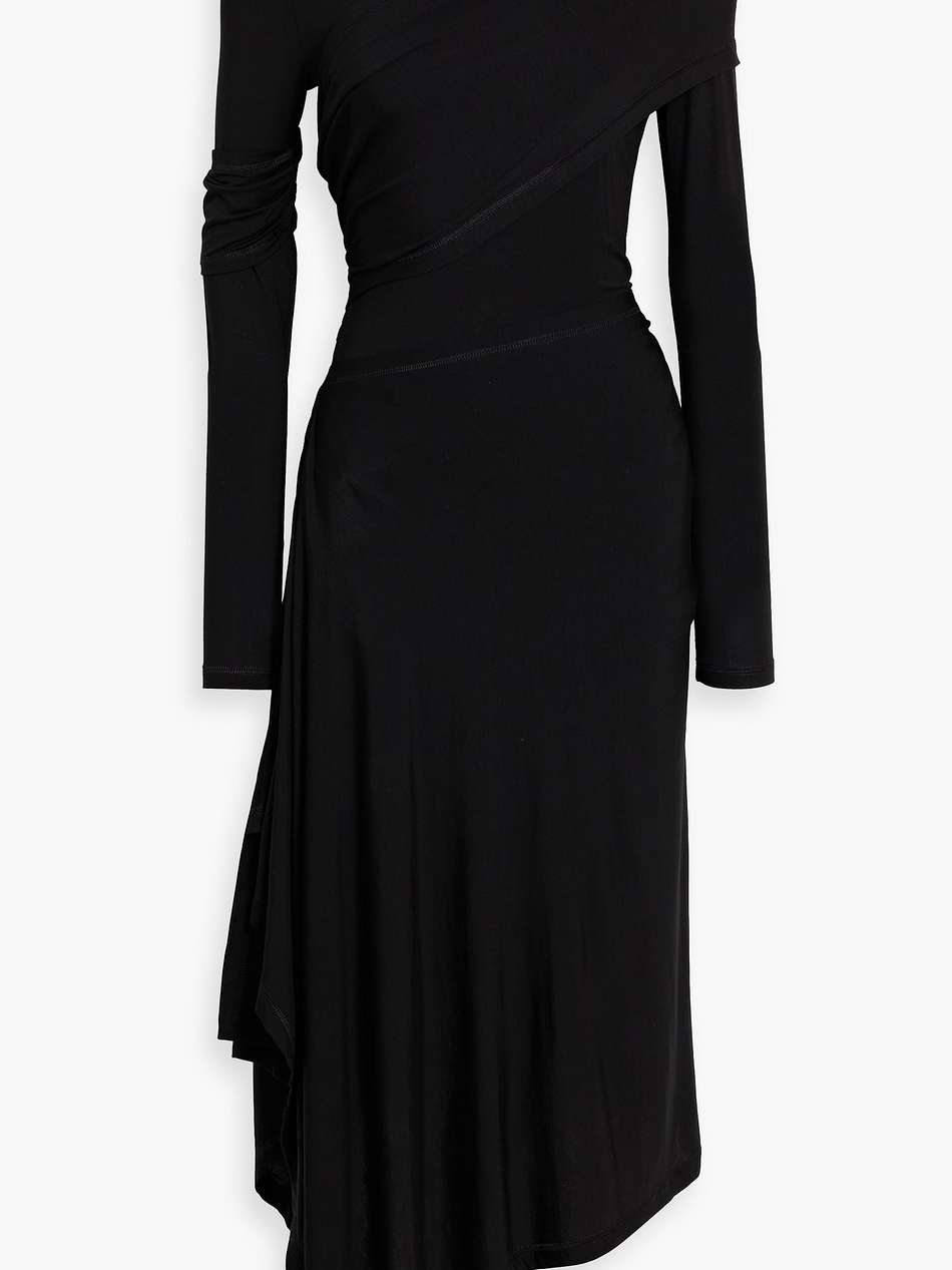 protection asymmetric lyocell-blend jersey midi dress