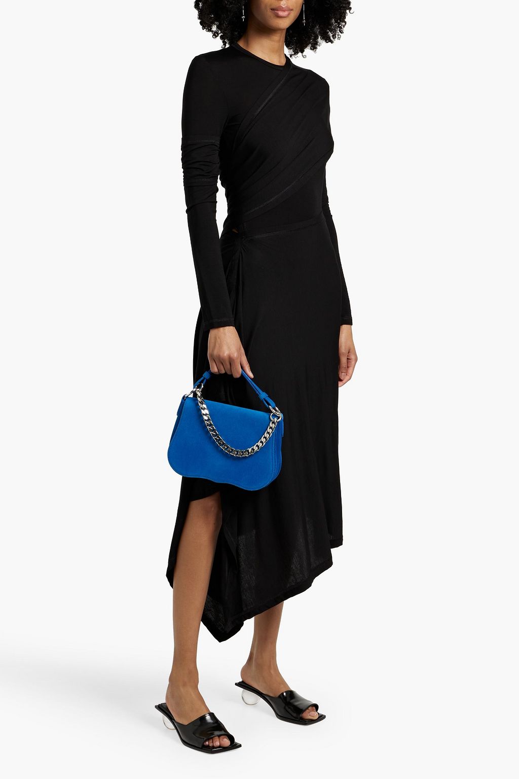 HELMUT LANG Protection asymmetric Lyocell-blend jersey midi dress