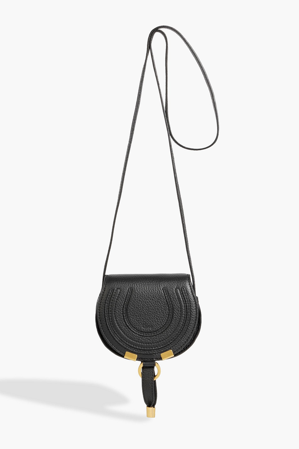 Chloé Marcie Pebbled-leather Cross-body Bag In Black