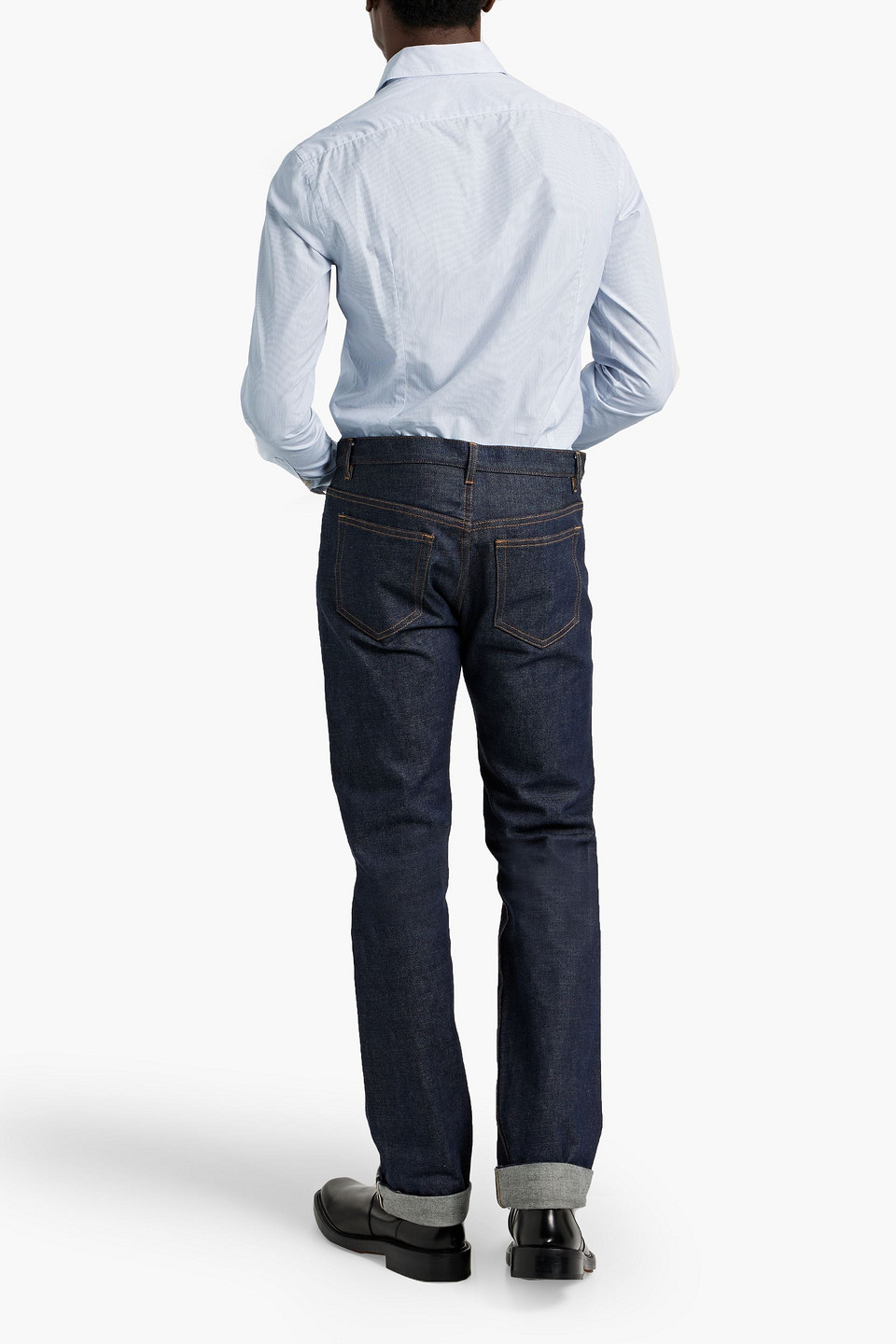 BOGLIOLI PINSTRIPED COTTON-POPLIN SHIRT