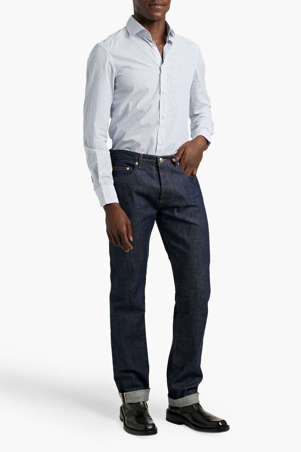 BOGLIOLI PINSTRIPED COTTON-POPLIN SHIRT