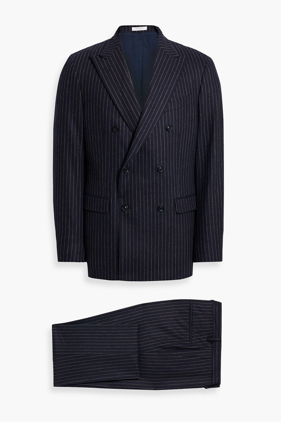 Double-breasted pinstriped wool-flannel suit