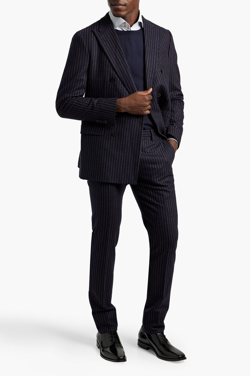 BOGLIOLI Double-breasted pinstriped wool-flannel suit