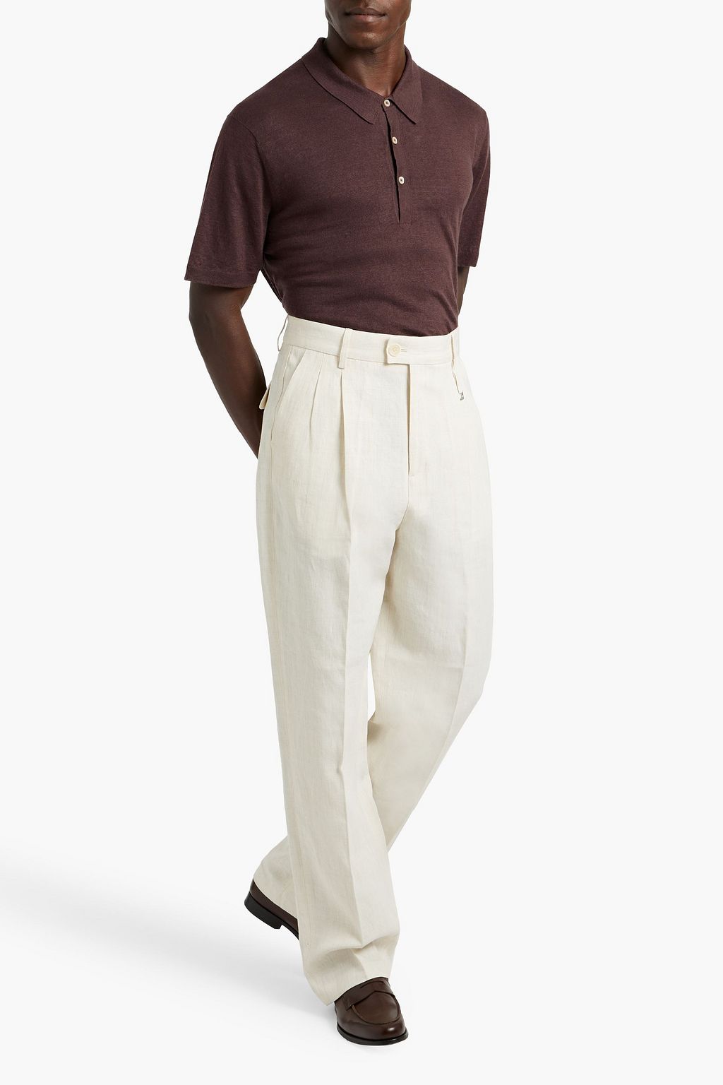 BOGLIOLI Linen, cashmere and silk-blend polo shirt