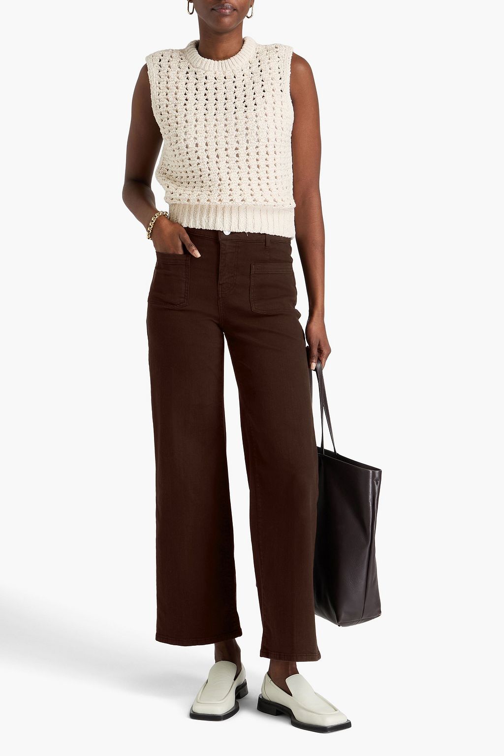 FRAME Le Slim Palazzo Bardot high-rise wide-leg jeans
