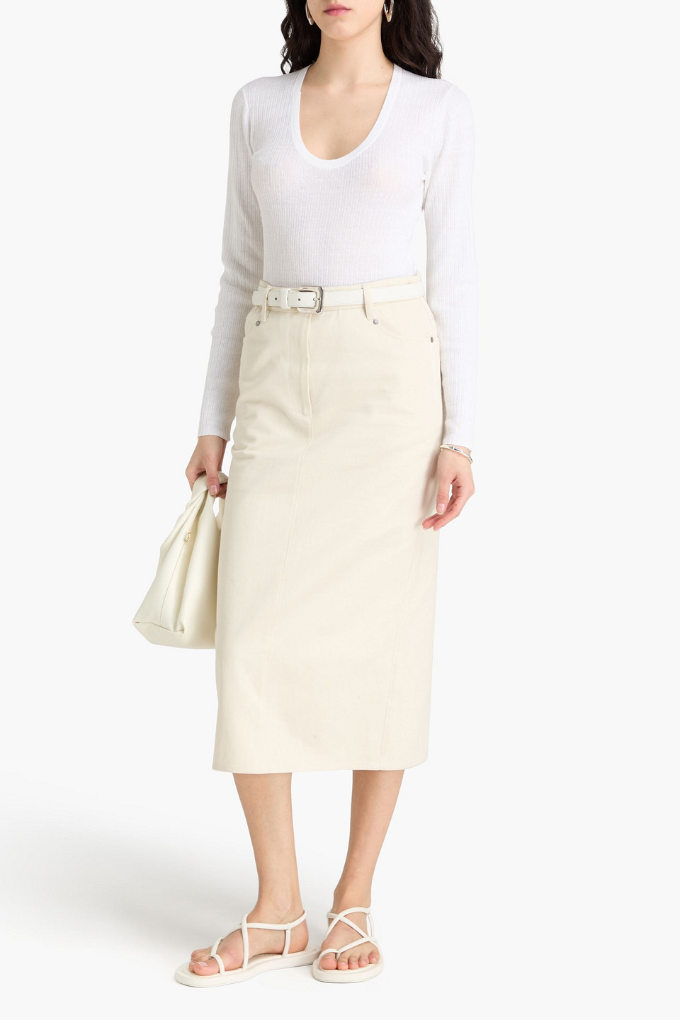 JAMES PERSE RIBBED LINEN-BLEND JERSEY TOP