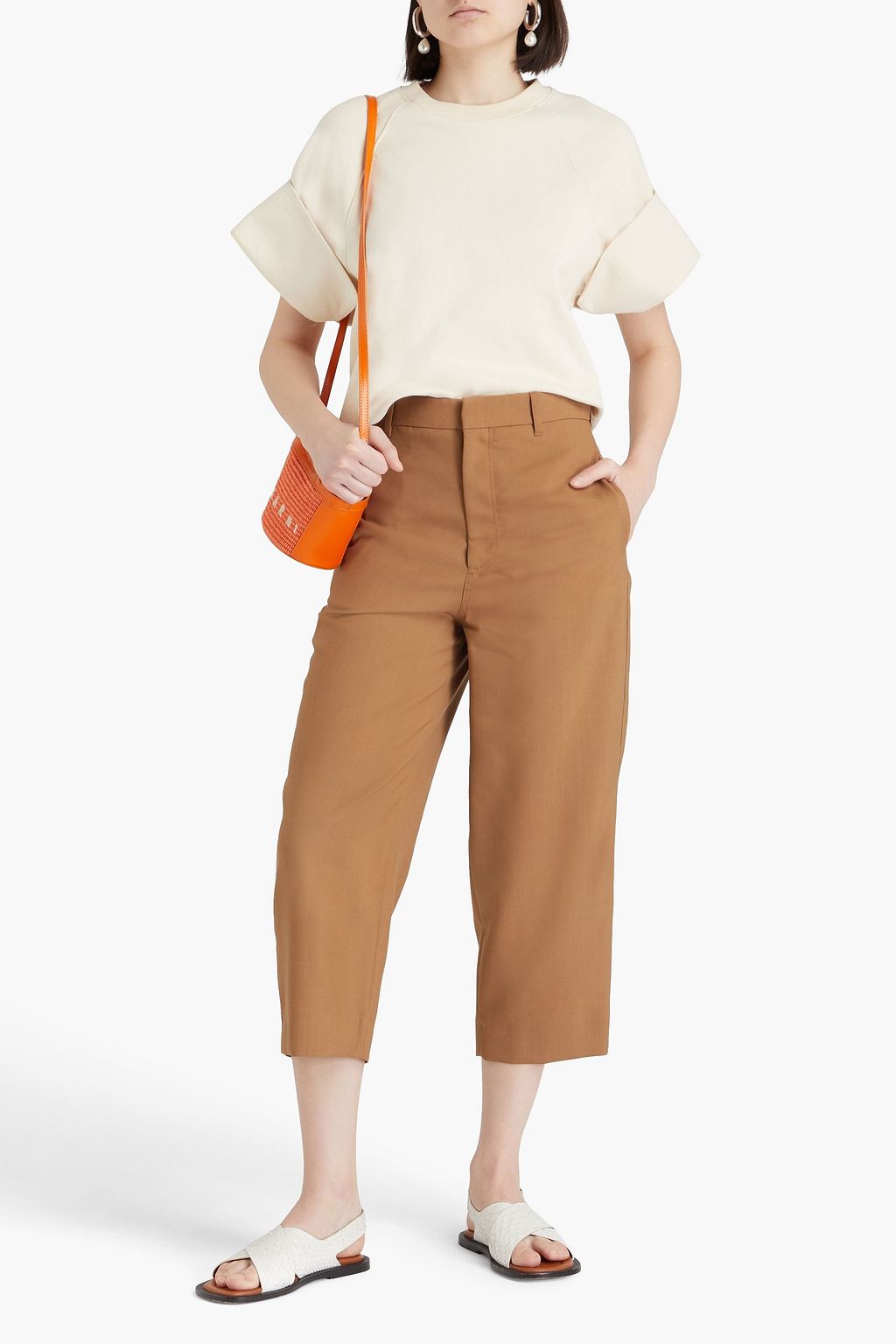MARNI ウールクレープ クロップド テーパードパンツ