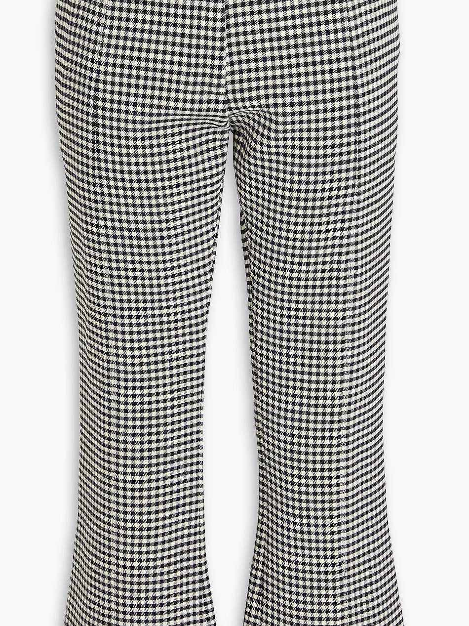 gingham wool-blend twill kick-flare pants
