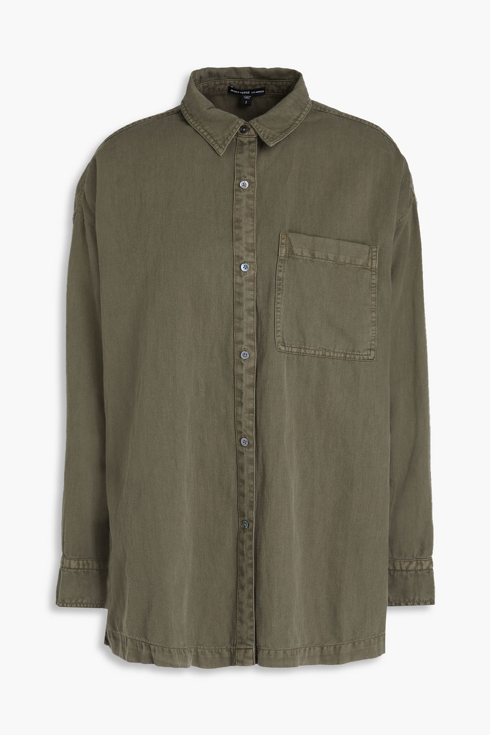 James Perse Cotton And Linen-blend Twill Shirt In Army Green