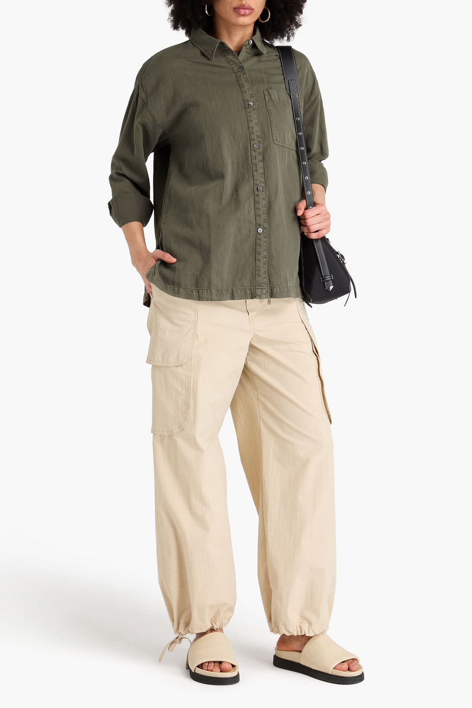 JAMES PERSE COTTON AND LINEN-BLEND TWILL SHIRT