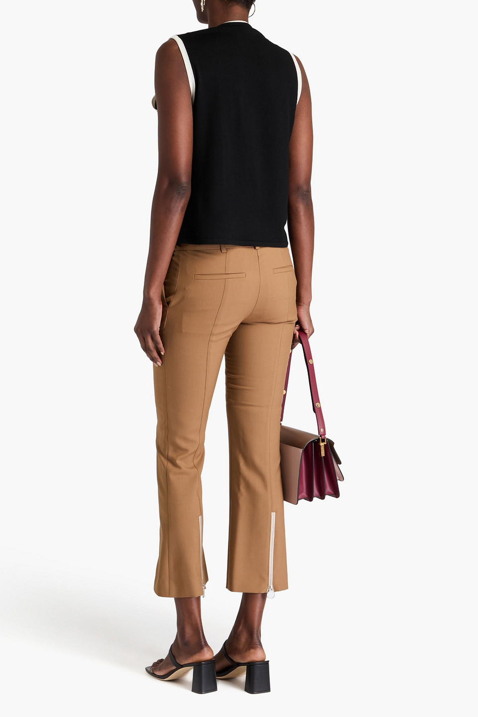 Marni Wool-crepe Kick-flare Pants In Light Brown