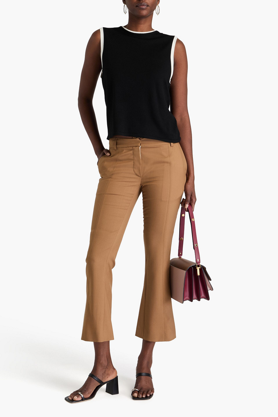 Marni Wool-crepe Kick-flare Pants In Light Brown