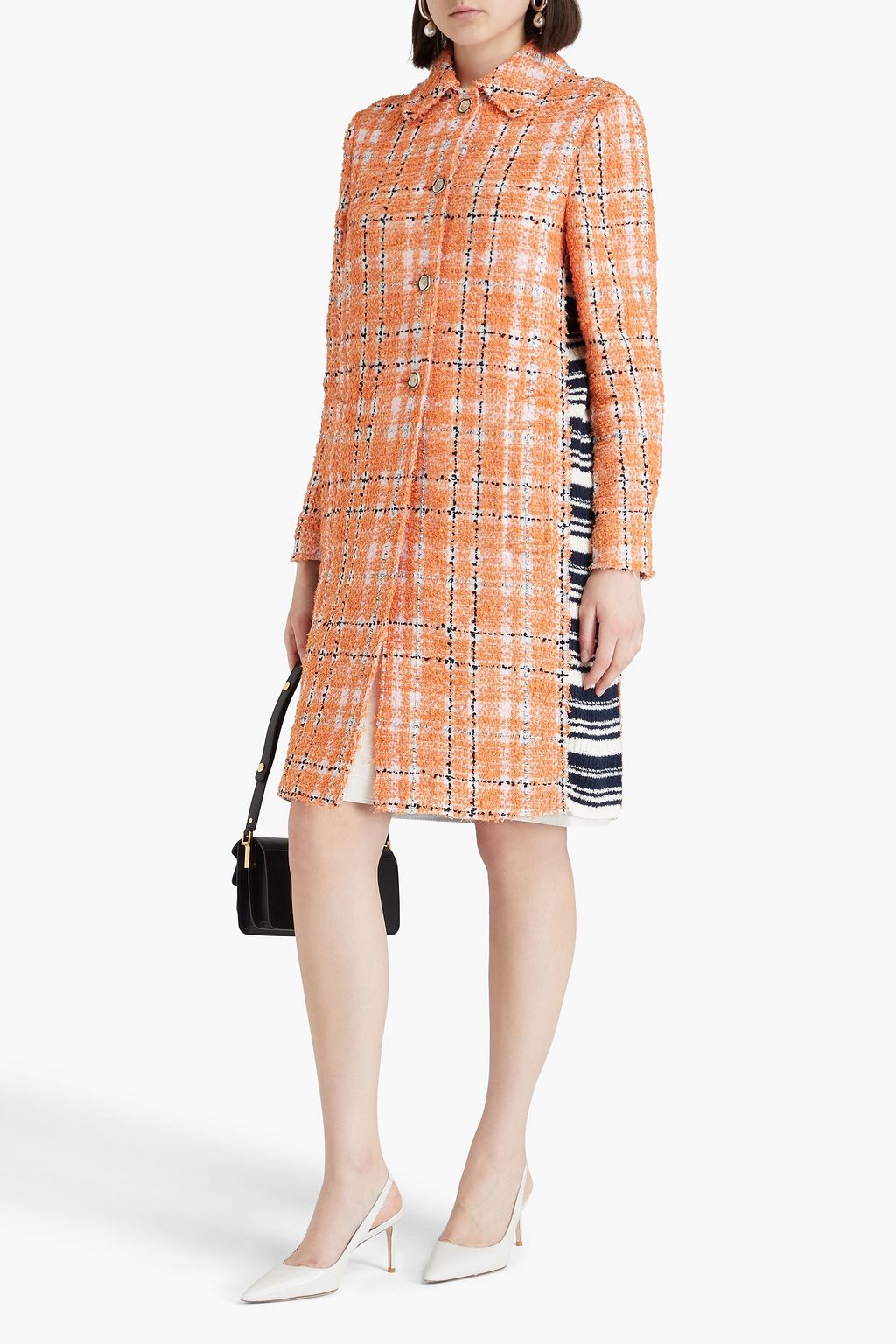 MARNI Mantel aus Rippstrick und Bouclé-Tweed aus einer Baumwollmischung