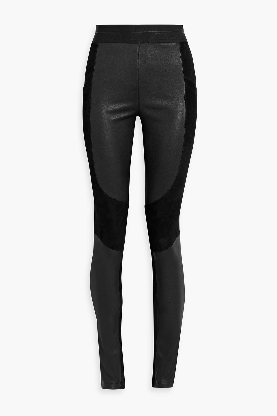 Helmut Lang Cl Racer Leather And Suede Leggings In Black